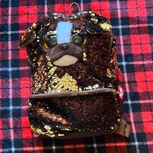 Ty fashion flippy sequin backpack. Brutus the Pug Dog.